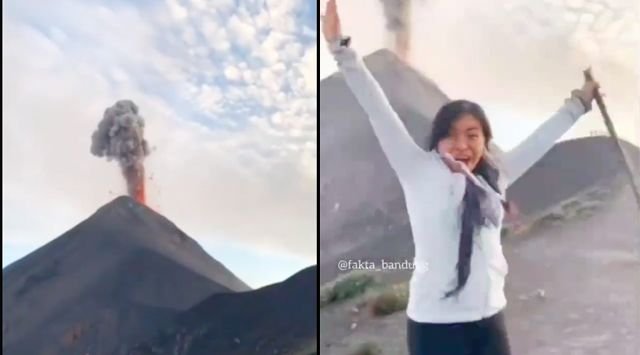 Ada-ada Saja, Saksikan Gunung Raung Meletus, Wanita Ini Loncat Kegirangan