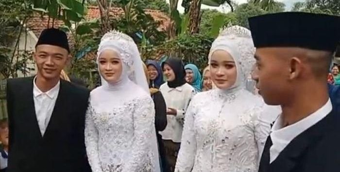 Pria Kembar Nikahi Perempuan Kembar Secara Bersamaan di Sumedang, Sempat Tertukar Pasangan