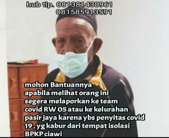 Kabur dari Pusat Isolasi, Pasien Covid-19 Ini Ditemukan di Bandung
