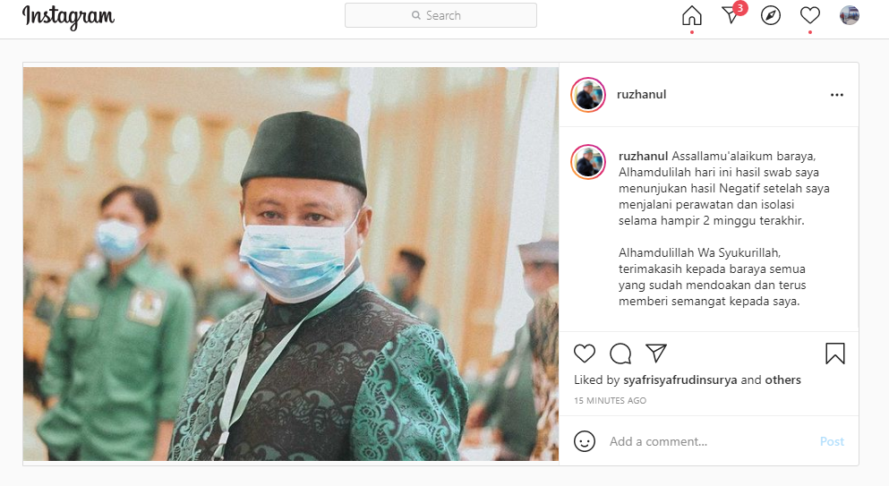 Hasil Swab, Wagub Jabar Uu Ruzhanul Ulum Dinyatakan Negatif Covid-19