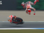 Detik-detik Marc Marquez Kecelakaan di FP2 MotoGP Belanda