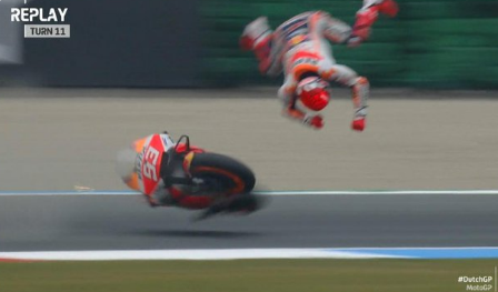 Detik-detik Marc Marquez Kecelakaan di FP2 MotoGP Belanda