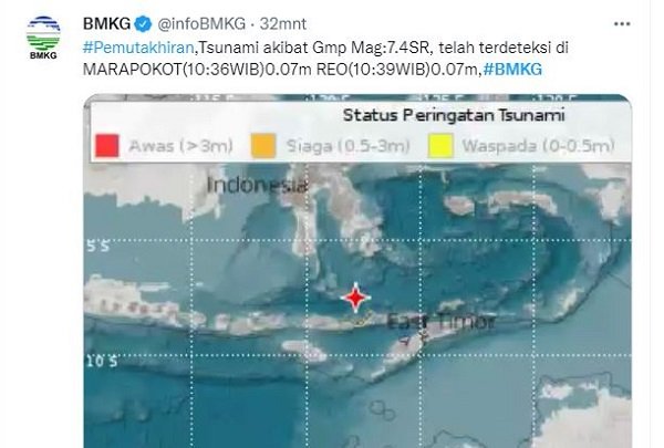 BMKG: TERDETEKSI ADANYA TSUNAMI! 14 Desember 2021