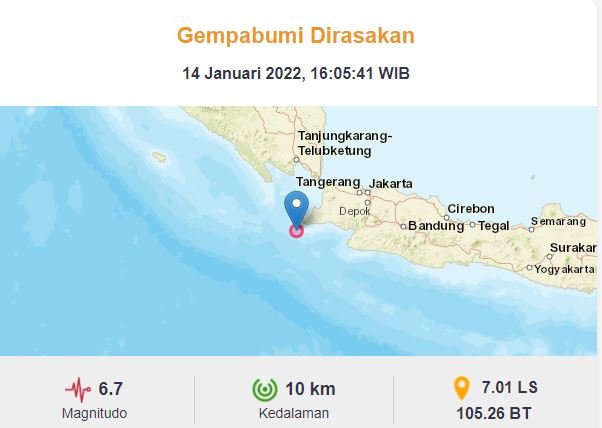 Gempa Magnitudo 6,7 Guncang Banten, Terasa di Bandung