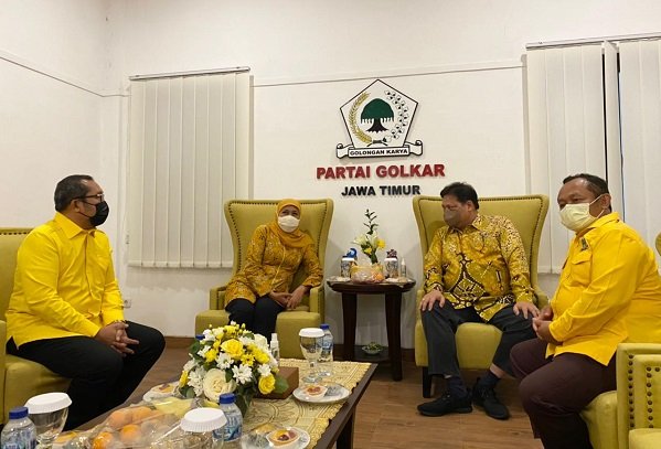 Sangat Dekat, Airlangga Puji Kerjasama Golkar dengan Khofifah