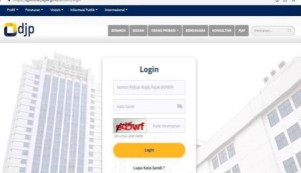 Panduan Cara Lapor SPT Tahunan via e-Filing, Login ke djponline.pajak.go.id