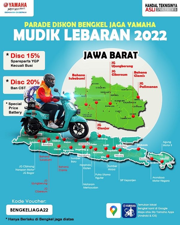 Lihat Daftar Lokasi Bengkel Jaga Yamaha yang Tetap Buka Selama Libur Lebaran 2022 di Jabar