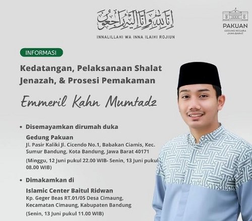 Atalia Unggah Jadwal Kedatangan, Sholat Jenazah dan Prosesi Pemakaman Eril