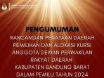 KPU KBB Umumkan Rancangan Dapil dan Alokasi Kursi Anggota DPRD untuk Pemilu 2024