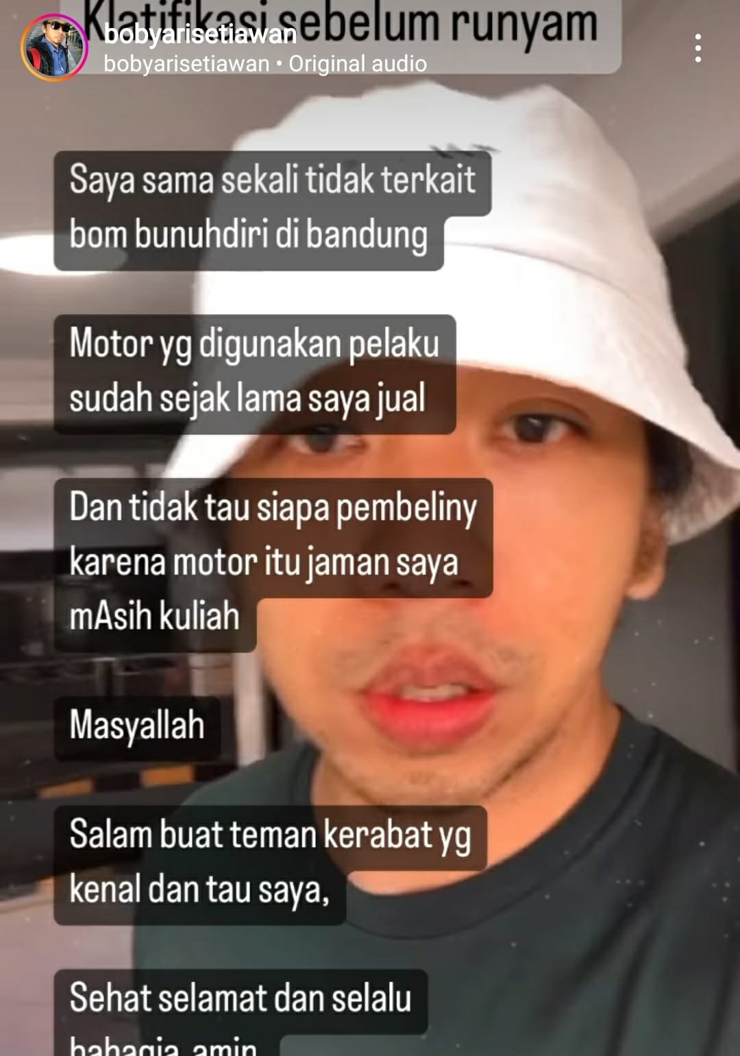 Sempat Dituduh Pelaku Bom Astana Anyar, Ini Klarifikasi Warga Solo Boby Ari