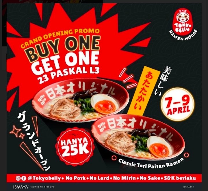 Buka Perdana di Bandung, Tokyo, Belly Ramen House Hadirkan Promo Beli 1 Gratis 1