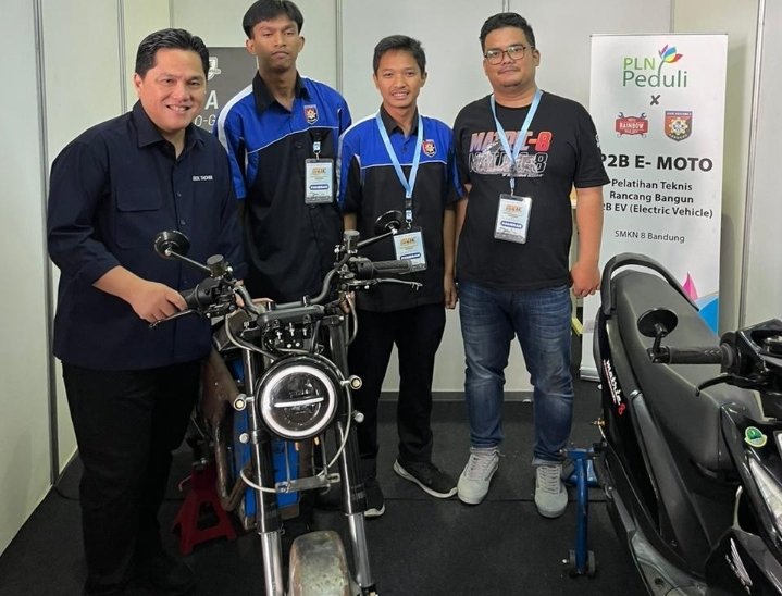 Motor Listrik SMKN 8 Bandung dari Program TJSL PLN Peduli P2B E-Moto Dilirik Erick Thohir