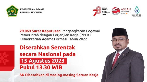Kemenag akan Serahkan 29 Ribu SK PPPK secara Serentak pada 15 Agustus 2023