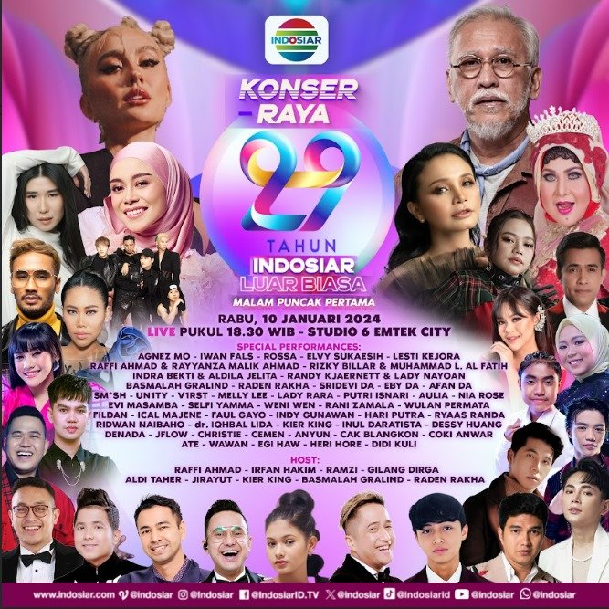 Dua Malam Puncak Bertabur Bintang dan Kolaborasi Spektakuler Warnai Perayaan HUT Indosiar Ke-29