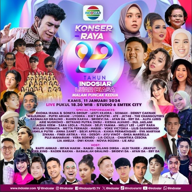 Puncak Kemeriahan HUT Indosiar Terus Berlanjut di Hari Kamis 11 Januari 2024
