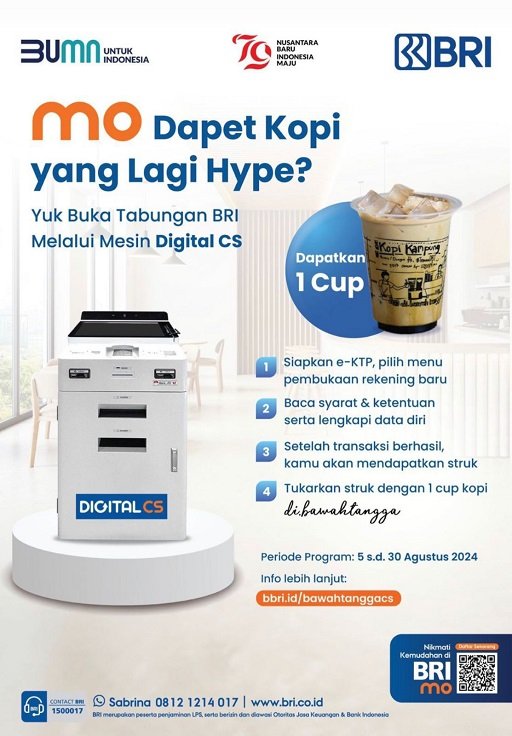 Dapatkan Kopi Kekinian Hanya dengan Buka Tabungan Lewat Digital CS BRI